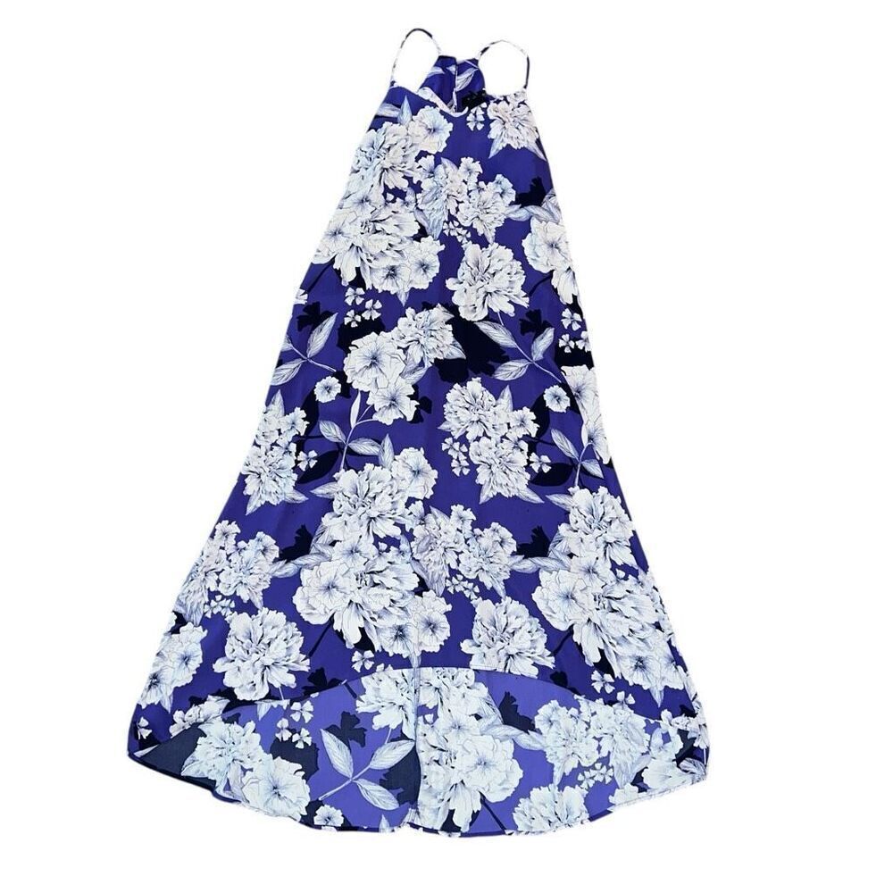 TAHARI Blue Floral Sleeveless Maxi Dress Size S - Picture 1 of 9